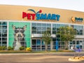 PetSmart and Banfield Animal Hospital storefront in sunny Florida close up