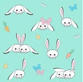 pettern rabits easter, cute bunnies are suitable for children's decoration textiles Royalty Free Stock Photo