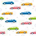 Pettern Seamless Color Cars, Cogwheesl, Dot, Line Royalty Free Stock Photo