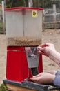 Petting Animals Food Dispenser Royalty Free Stock Photo