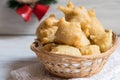 Close up of a Traditional Italian bakery products called Pettole, tipical apulian fried food Royalty Free Stock Photo