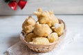 Close up of a Traditional Italian bakery products called Pettole, tipical apulian fried food Royalty Free Stock Photo
