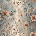 Antique Floral Wallpaper Seamless Pattern AI Generated Royalty Free Stock Photo