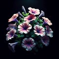 Petunia isolated on black background. Flowers and plants in spring. AI generated