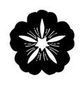 Petunia, spring blooming perennial flower and plant with petals, graphic, vector, illustration in black and white color, isolated Royalty Free Stock Photo