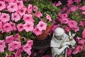 Petunias and Statue