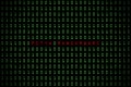 Petya Ransomware word with technology digital dark or black background with binary code in light green color 1001.