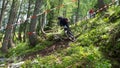 Petzen,Austria - June 30 - Unidentified enduro mountainbike racer goes down on a stage 3 of Enduro World Series EWS #4 Petzen/Ja