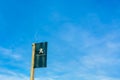 Peugeot brand logo flag on blue sky background