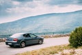 Peugeot 407 car on background of French mountain nature landscap Royalty Free Stock Photo