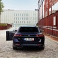 Peugeot 508 GT in front of the main building of the Silesian Museum in Katowice. Katowice, Poland - 06.13.2020