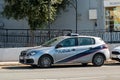 The Peugeot 308 police car of the Bugibba Pulizija station parked on the street prepared for action in a case od some emergency