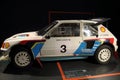 Peugeot 205 Turbo 16 historic car at the automobile museum of Turin (Italy) Gianni Agnelli