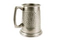 Pewter old tankard on white