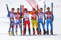 Peyongchang 2018 March 10th. Podium of Down hill visual imapired athletes. Paralympic games in South Korea