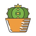 Peyote cactus in pot color icon