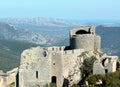 Peyrepertuse: landscape Cathare castle Royalty Free Stock Photo