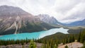 Peyto Lake is a glacier-fed lake in Banff National Park in the Canadian Rockies. Royalty Free Stock Photo