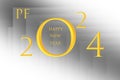 PF 2024 - wishes for the new year 2024 on a gray background with gold lettering