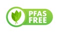 Pfas Free label. Proper nutrition, healthy eating. Pfas Free sign .Vector stock illustration.