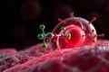 PFAS molecule interacts with a human cell. Visualization of the process of cell interaction. The concept of environmental Royalty Free Stock Photo