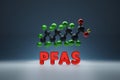 PFAS Per- and poly-fluoroalkyl substances - 3D molecule conformer.