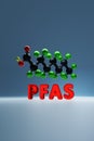 PFAS Per- and poly-fluoroalkyl substances - 3D molecule conformer - vertical