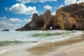 Pfeiffer Beach in Big Sur is an incredibly picturesque beach, beautiful landscape on the Pacific coast, rocks, sand