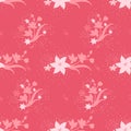 Pink seamless pattern with cute flowers for kids, babies, children