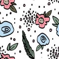 Colourful seamless pattern with flowers fod babies and kids Royalty Free Stock Photo