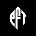 PFT circle letter logo design with circle and ellipse shape. PFT ellipse letters with typographic style. The three initials form a Royalty Free Stock Photo