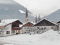 Heavy snow in the village of Pfunds, Tyrol, Austria Royalty Free Stock Photo