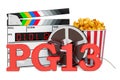 PG-13 Parents Strongly Cautioned, film rating system concept. 3D rendering Royalty Free Stock Photo
