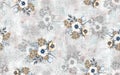 vintage flower seamless pattern with metallic color ground digital textile print Royalty Free Stock Photo