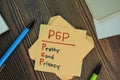 PGP - Pretty Good Privacy write on sticky notes isolated on Wooden Table