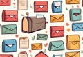 Mailbox letterbox envelope mailbag postal.Cartoon Retro Abstract art.AI Generated Royalty Free Stock Photo
