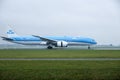 PH-BHO KLM Royal Dutch Airlines Boeing 787-9 Dreamliner aircraft makes a landing on Polderbaan upon arrival at Amsterdam Schiphol