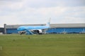 PH-BQL KLM Asia Boeing 777 idle on landing strip Aalsmeerbaan of Amsterdam Schiphol Airport in the Netherlands, parked due to canc Royalty Free Stock Photo