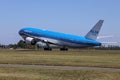 PH-BQM Boeing 777-200 KLM Asia departing from Amsterdam Schiphol Airport at Polderbaan Royalty Free Stock Photo