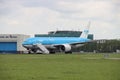 PH-BQM KLM Asia Boeing 777 idle on landing strip Aalsmeerbaan of Amsterdam Schiphol Airport in the Netherlands, parked due to canc Royalty Free Stock Photo