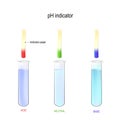 PH indicator. Determination of acidity liquid using litmus paper. Three test tubes with a liquid Royalty Free Stock Photo