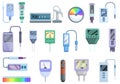 Ph meter icons set, cartoon style