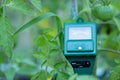 Ph meter, wet and luminosity sensor modern gardening and farming concept Royalty Free Stock Photo