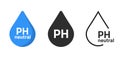 Ph neutral free icon vector graphic in water drop set, potential of hydrogen line stroke simple sign symbol pictogram solid Royalty Free Stock Photo