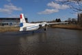 PH-NIV aircraft Fokker F27 Friendship as statue at Amsterdam Schiphol Airport. The Fokker F27 is one of the best selling european