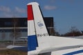 PH-NIV aircraft Fokker F27 Friendship as statue at Amsterdam Schiphol Airport. The Fokker F27 is one of the best selling european