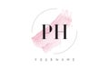 PH P H Watercolor Letter Logo Design with Circular Brush Pattern