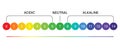 pH scale indicator chart diagram acidic alkaline measure. pH analysis vector chemical scale value test Royalty Free Stock Photo