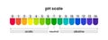 pH scale indicator color chart diagram acidic alkaline measure, litmus paper color chart with value number