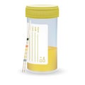 Ph Test Strips, Litmus Paper And Urine In Test Jar On A White Background. Realistic Vector Illustration.